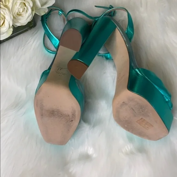Giuseppe Zannoti Green Metallic Platform Heels size 41 - Picture 4 of 10